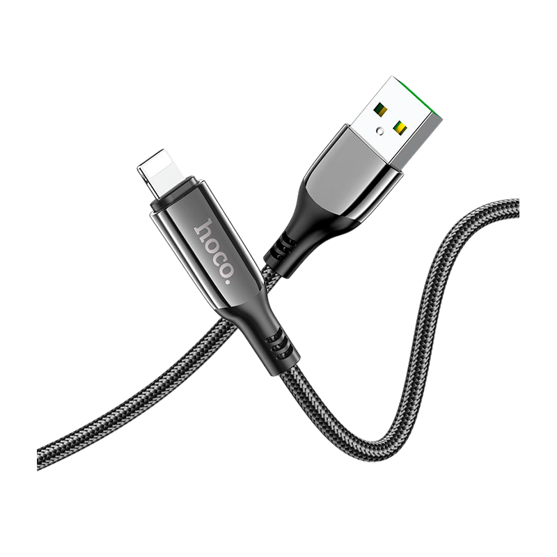 Кабель HOCO S51 USB (m)-Lightning (m) 1.2м 2.4A нейлон дисплей черный (1/16/160)