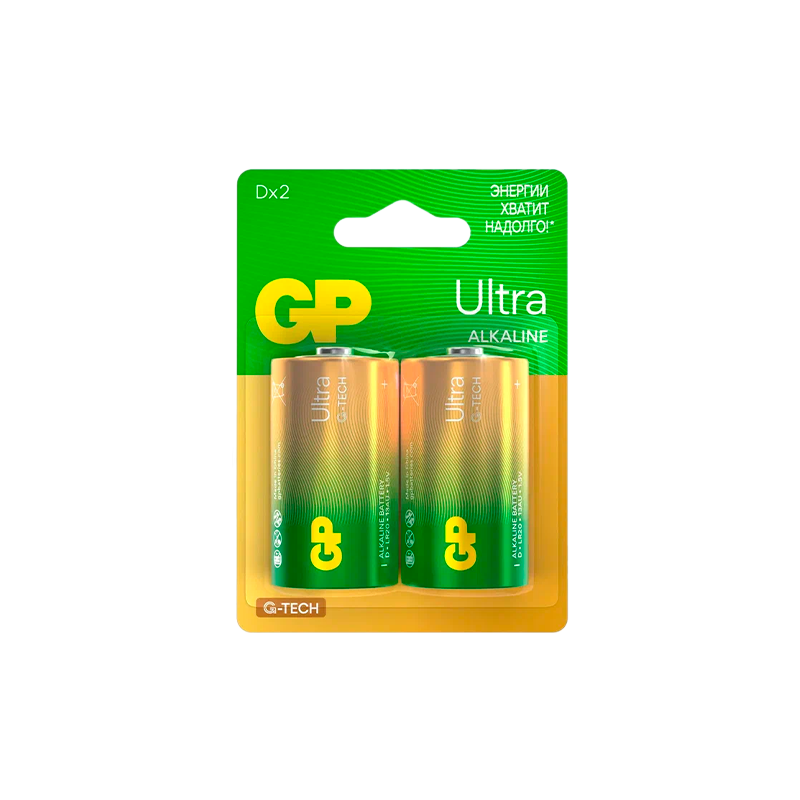 Батарейка GP ULTRA G-Tech LR20 D BL2 Alkaline 1.5V (2/20/160) R
