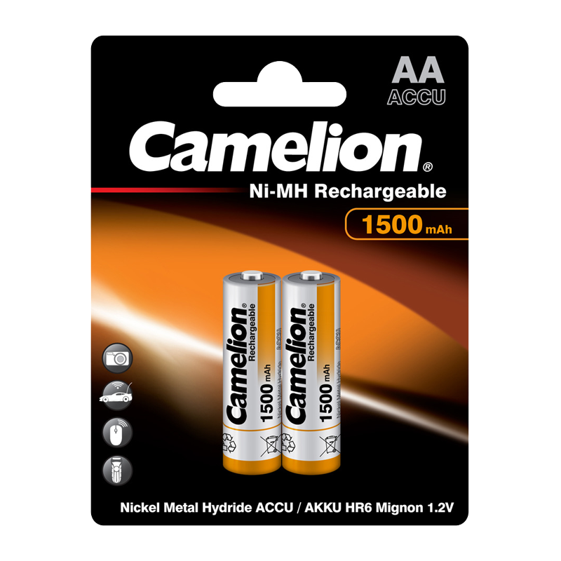 Аккумулятор бытовой Camelion HR6 AA BL2 NI-MH 1500mAh (2/24/384)