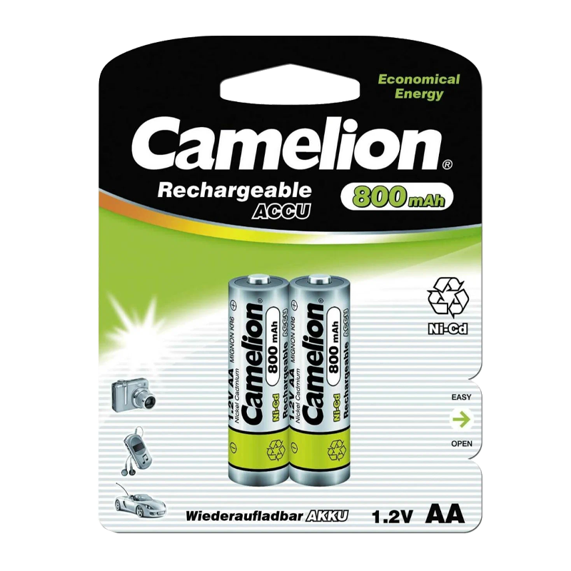 Аккумулятор бытовой Camelion HR6 AA BL2 NI-CD 800mAh (2/24/480)