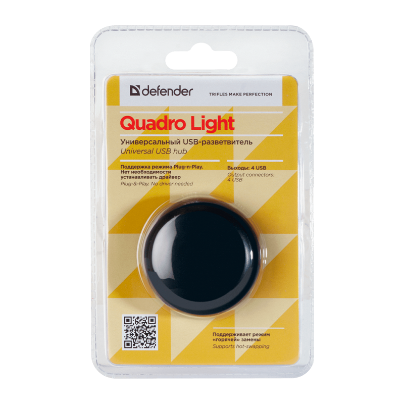 USB-Хаб Defender Quadro Light 4USB черный (1/100)