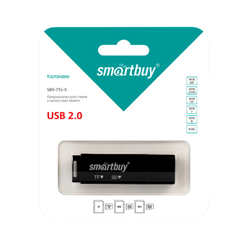 Картридер Smartbuy 715 USB2.0 SD/microSD черный