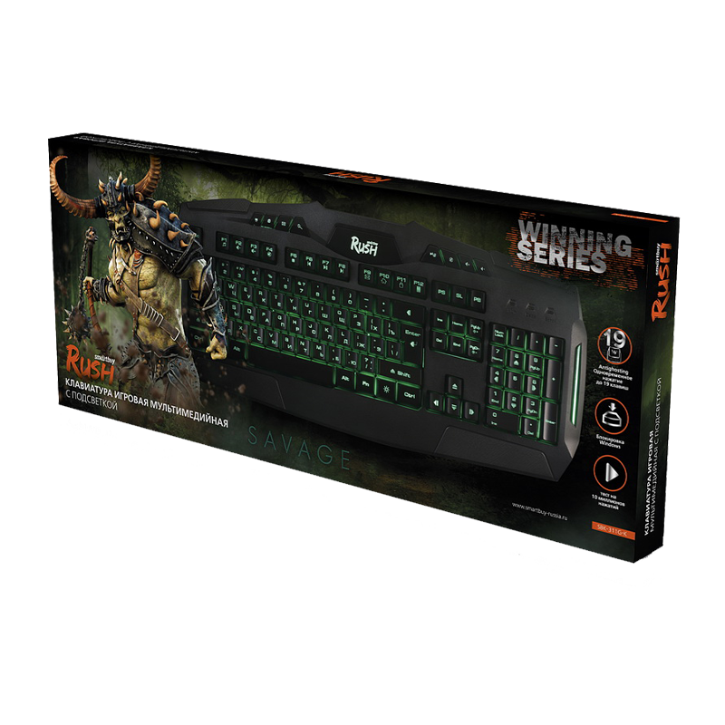 Клавиатура проводная Smartbuy 311 RUSH Savage игровая USB 1.5м черный (1/20)