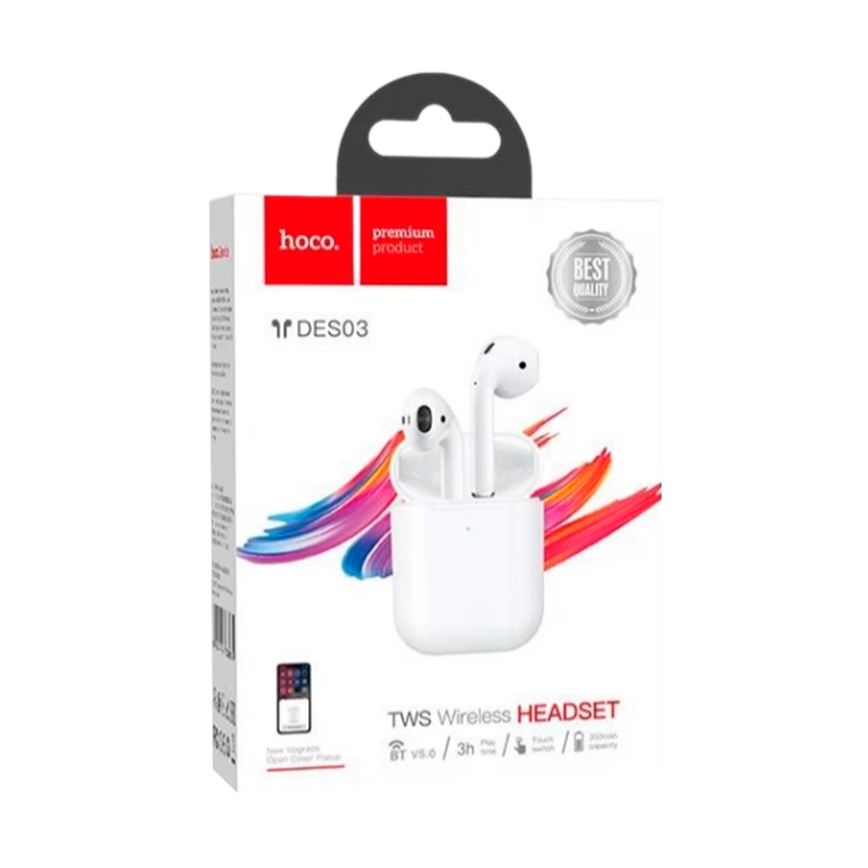 Наушники вставные HOCO DES03 bluetooth 5.0 с микр. белый