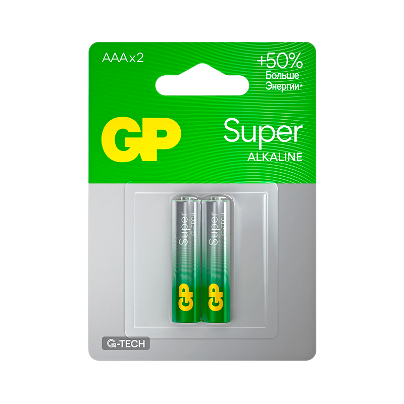 Батарейка GP Super G-Tech LR03 AAA BL2 Alkaline 1.5V (2/20/160)