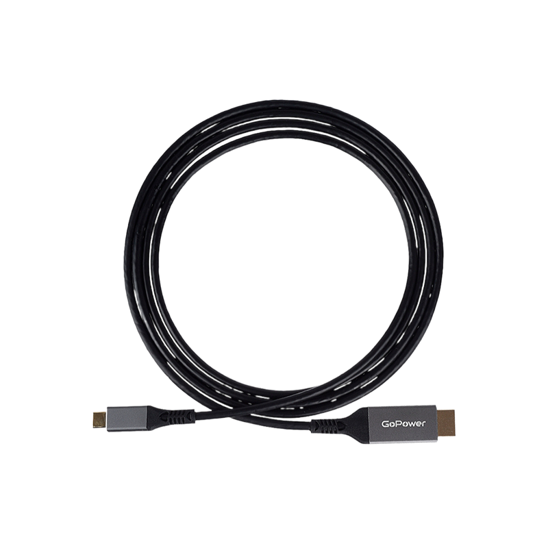 Кабель GoPower Type-C (m)-HDMI (m) 2.0м ПВХ 4K 60Hz черный Premium Zip-Lock c подвесом (1/100)