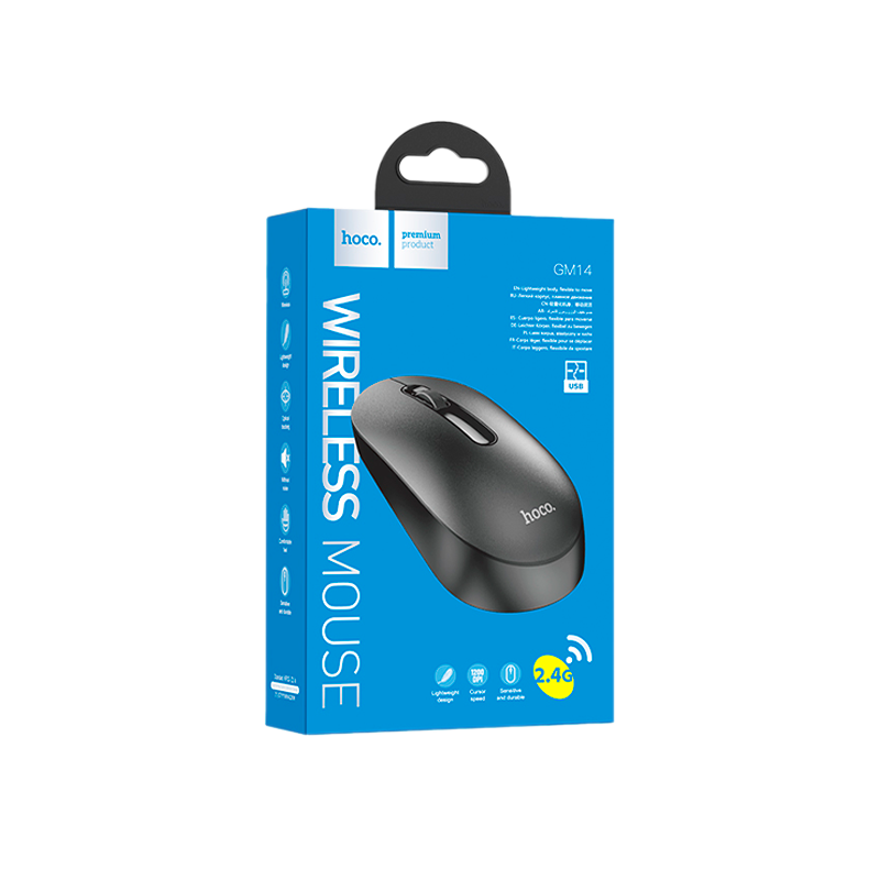 Мышь беспроводная HOCO GM14 классическая USB черный (1/11/110)
