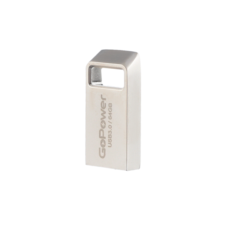 Флеш-накопитель GoPower MINI 64GB USB3.0 металл серебряный (1/50/1000)
