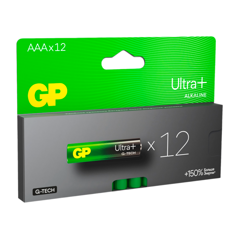 Батарейка GP ULTRA PLUS G-tech LR03 AAA BL12 Alkaline 1.5V (12/96/768) R