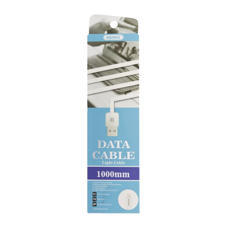 USB кабель REMAX Light (IPhone 5/6/7/SE) (1M, 1A) RC-06I Белый (40/400)