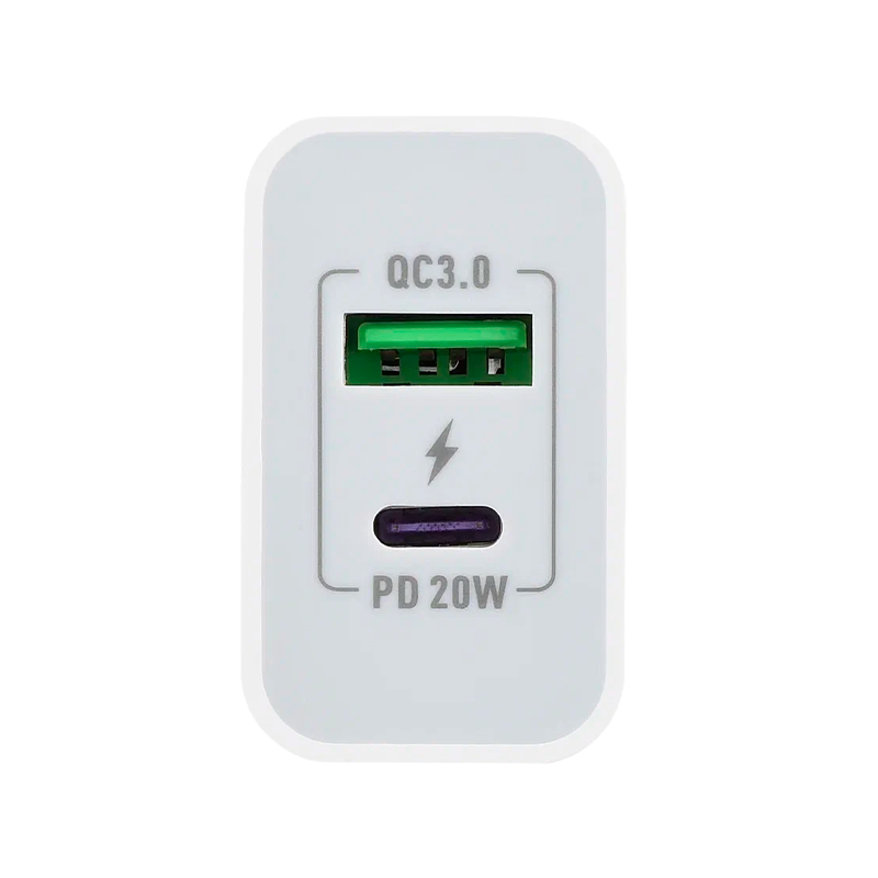 *Сетевое З/У GoPower GPQC08 1USB+1Type-C 20W QC3.0 белый