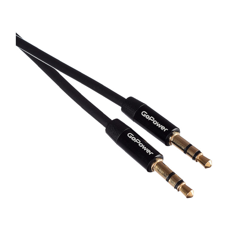 Кабель AUX GoPower Jack 3.5mm (m)-Jack 3.5mm (m) 1.0м TPE черный Premium Zip-Lock c подвесом (1/500)
