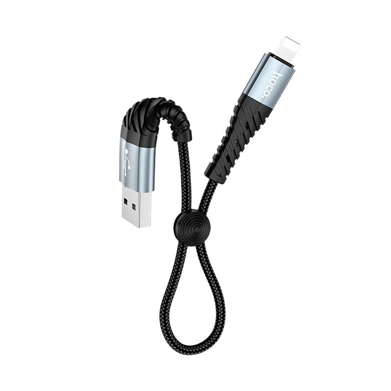 Кабель HOCO X38 USB (m)-microUSB (m) 0.25м 2.4A нейлон черный (1/31/310)