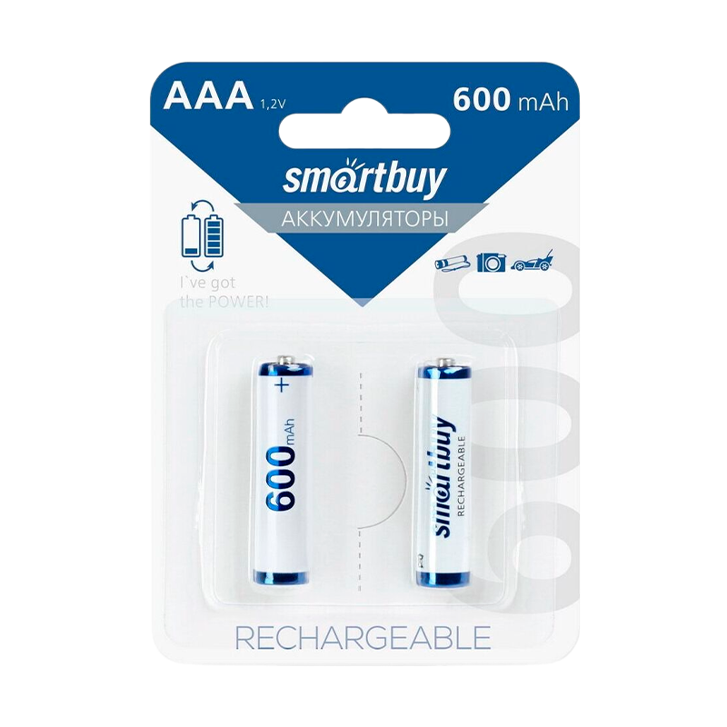 Аккумулятор бытовой Smartbuy HR03 AAA BL2 NI-MH 600mAh (2/24/240)