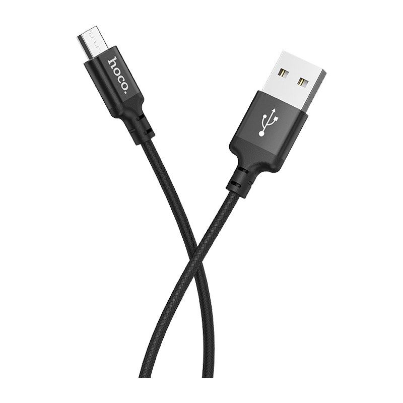 Кабель HOCO X14 USB (m)-microUSB (m) 2.0м 1.7A нейлон черный (1/33/330)