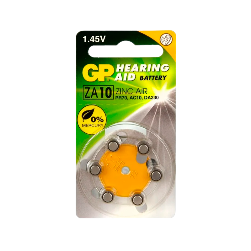 Батарейка GP ZA10 BL6 Zinc Air 1.45V (6/60/300/3000)
