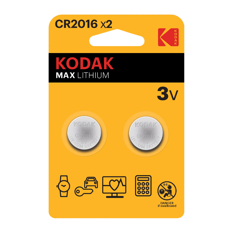 Батарейка Kodak MAX CR2016 BL2 Lithium 3V (2/60/240)