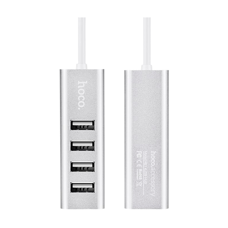 USB-Хаб HOCO HB1 4USB USB (m) серебряный (1/12/120)