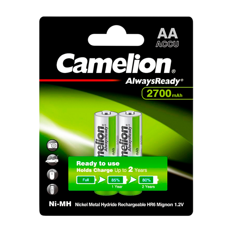 Аккумулятор предзаряженный RTU Camelion HR6 AA BL2 NI-MH Always Ready 2700mAh (2/24/384)