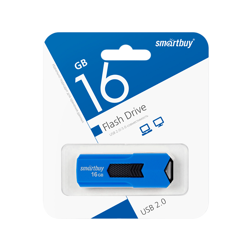 Флеш-накопитель Smartbuy Stream 16GB USB2.0 пластик синий