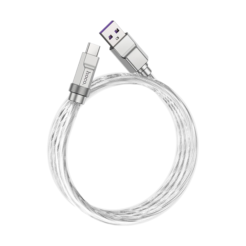 Кабель HOCO U113 USB (m)-Type-C (m) 1.0м 6A 100W силикон серебряный (1/22/220)