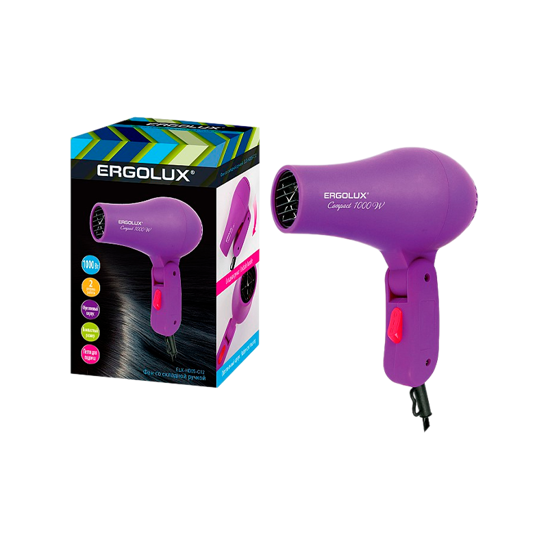 Фен Ergolux ELX-HD05-С12 1000W фиолетовый