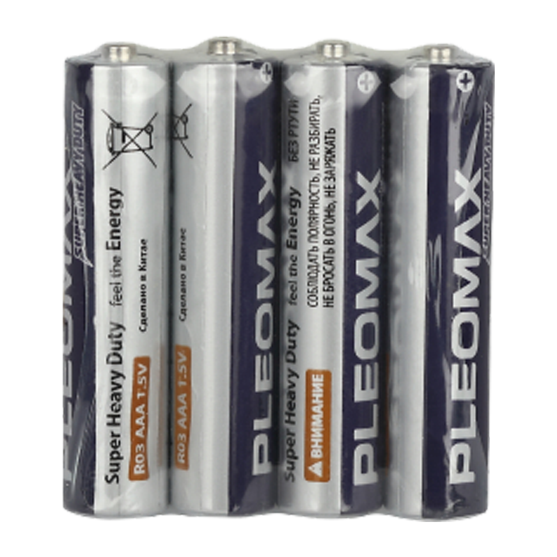 Батарейка Pleomax Super R03 AAA Shrink 4 Heavy Duty 1.5V (4/60/2400/57600)