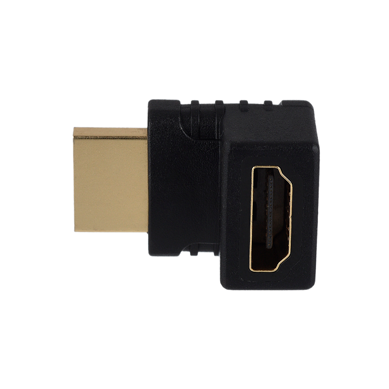 Переходник GoPower HDMI (m)-HDMI (f) угловой 4K 60Hz черный в пакете (1/500)