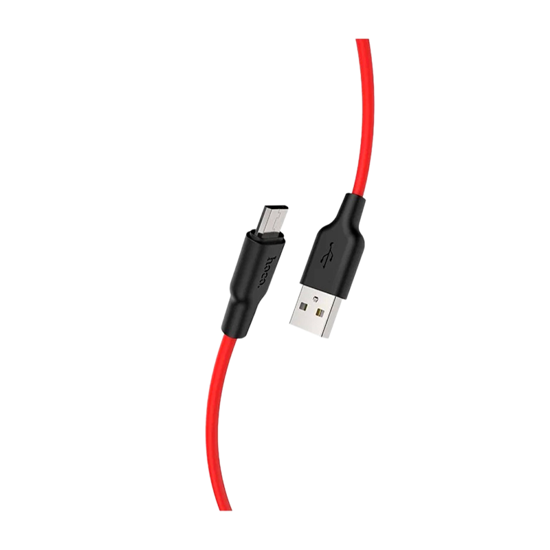 Кабель HOCO X21 Plus USB (m)-microUSB (m) 2.0м 2.4A силикон черный красный (1/28/168)