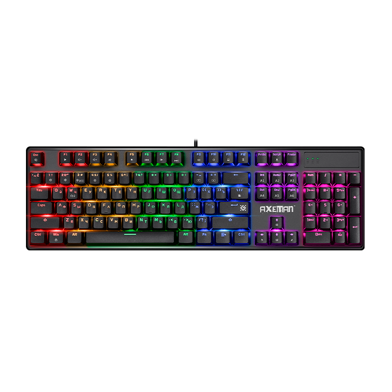 Клавиатура проводная Defender GK-302 AXEMAN игровая USB механическая черный (1/20)