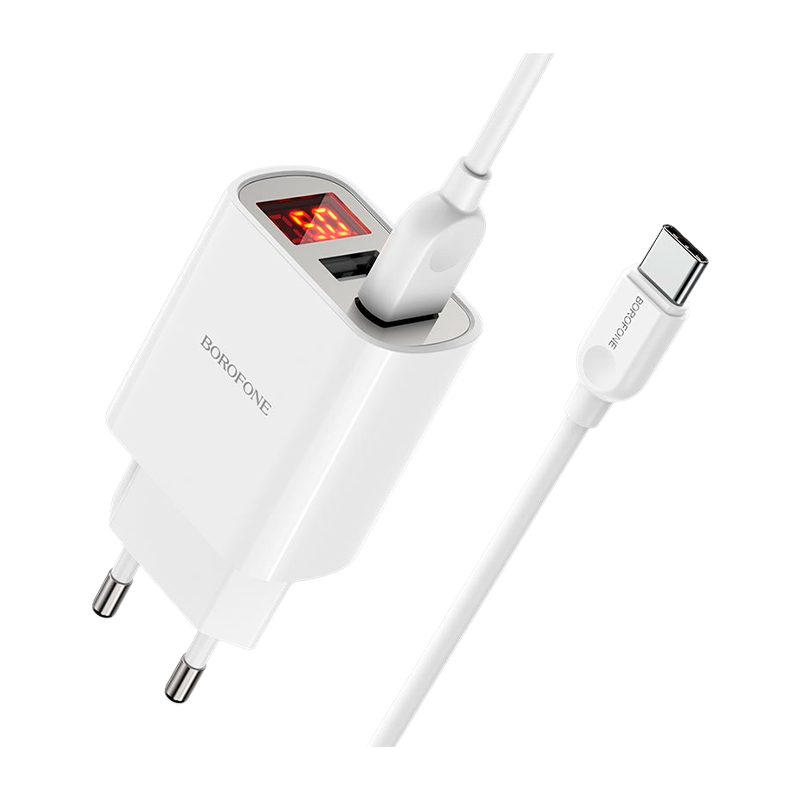 Сетевое З/У Borofone BA58A 2USB 2.4A белый (1/35/140)