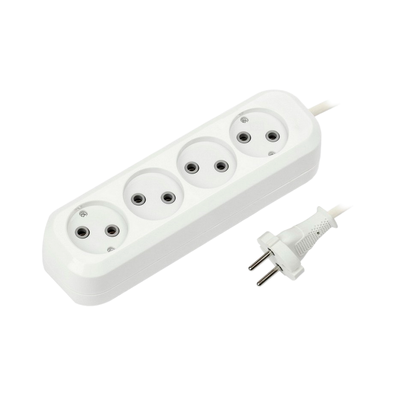 Удлинитель Smartbuy 4р.Б/З 10A 2.0м ПВС 2x1мм² белый (1/50)