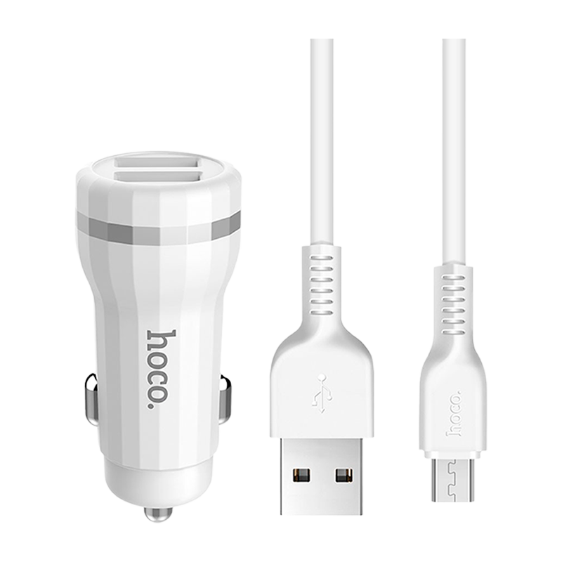 Автомобильное З/У HOCO Z27 2USB 2.4A белый (1/10/100)
