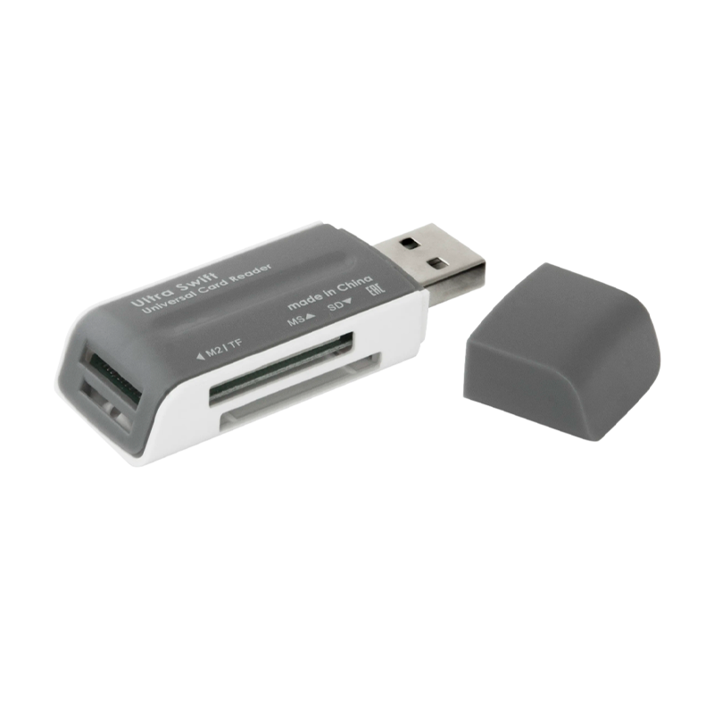 Картридер Defender Ultra Swift USB2.0 SD/microSD/MS/M2 Combo серый (1/100)