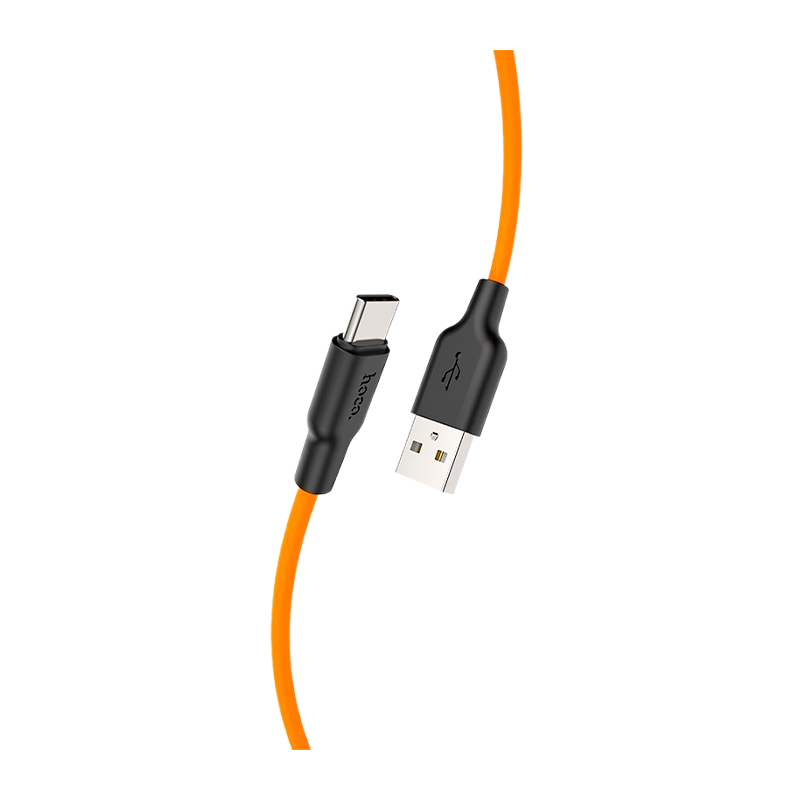 Кабель HOCO X21 Plus USB (m)-Type-C (m) 1.0м 3.0A силикон черный оранжевый (1/28/168)