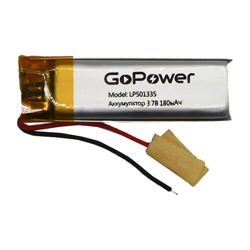 Аккумулятор Li-Pol GoPower LP501335 PK1 3.7V 180mAh с защитой (1/10/250)
