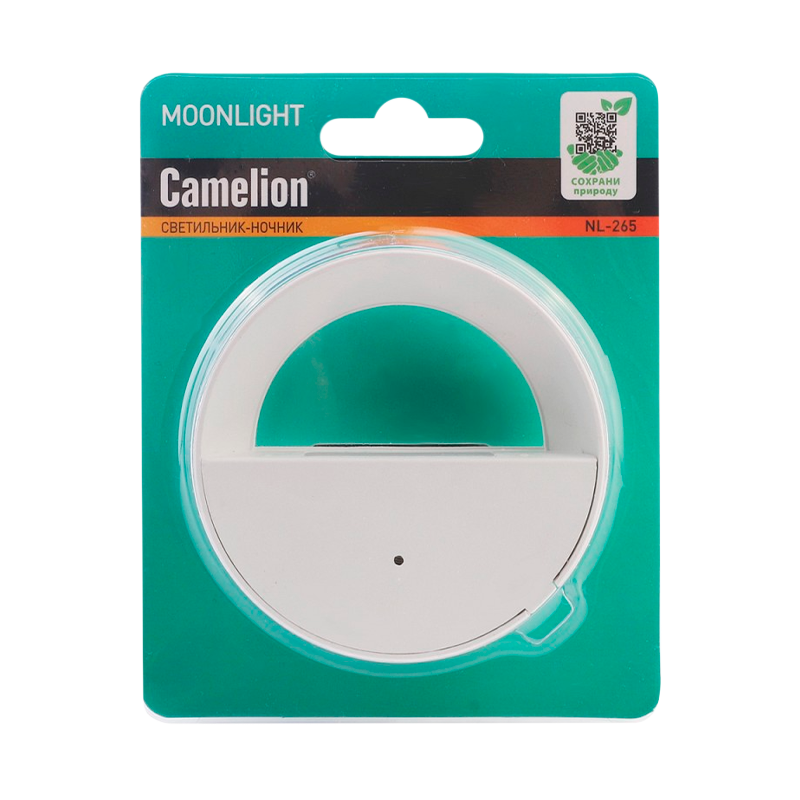 Ночник Camelion NL-265 0.6W 220V в розетку белый (1/30/120)