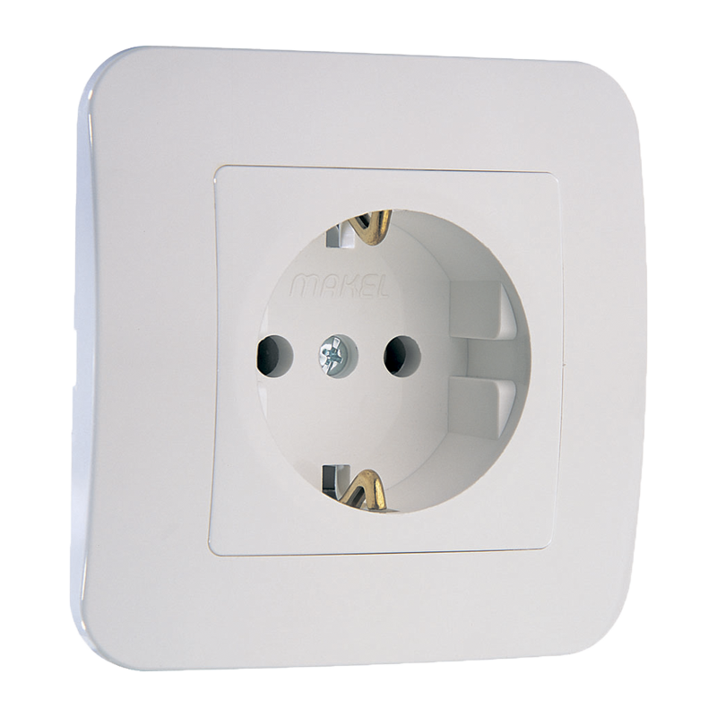 Розетка Makel Lillium Natural 1гн. 16A С/З белый 55028 (1/12)