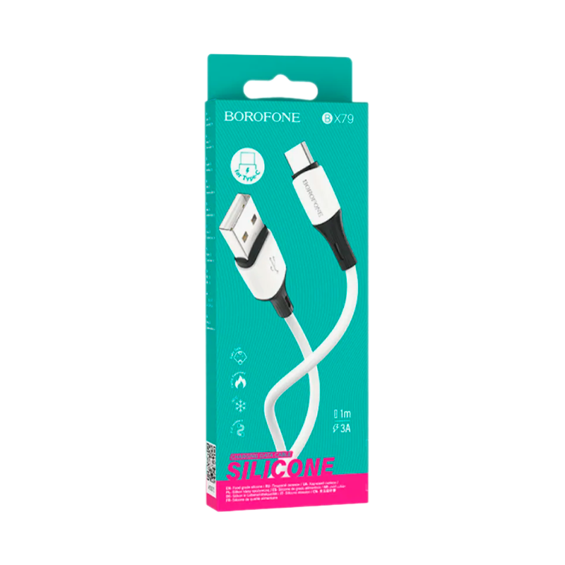 Кабель Borofone BX79 USB (m)-Type-C (m) 1.0м 2.4A силикон белый (1/360)