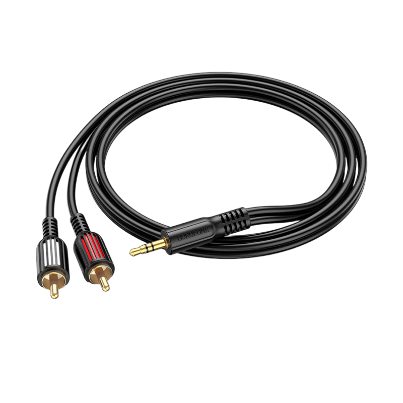 Кабель AUX Borofone BL11 Jack 3.5mm (m)-2xRCA (m) 1.5м ПВХ черный (1/63/252)