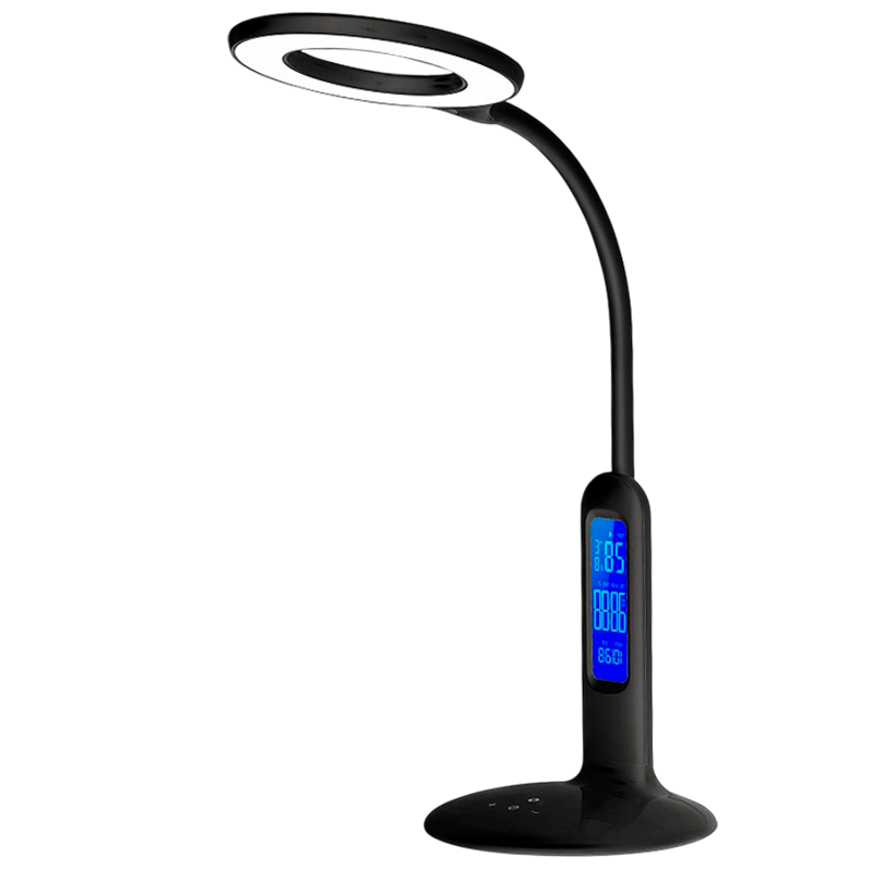 Светильник настольный Camelion KD-823 8W 230V 1LED на основании сенс. термометр черный