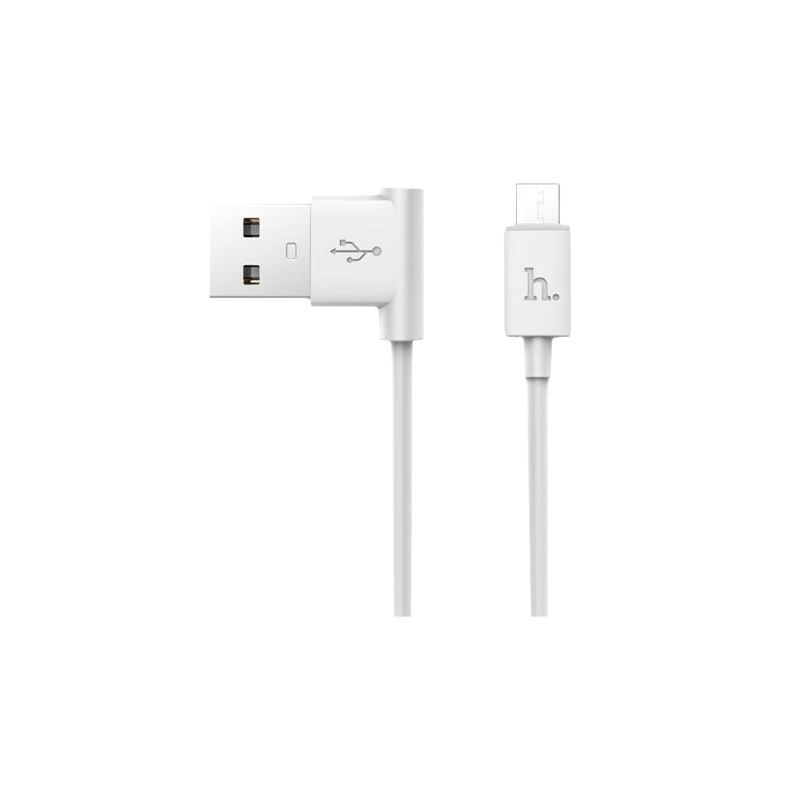 Кабель HOCO UPM10 USB (m)-microUSB (m) 1.2м 2.4A силикон угловой белый (1/50/500)