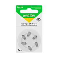 Батарейка Smartbuy ZA10 BL6 Zinc Air 1.45V (6/60/600/3000)