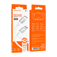 Кабель Borofone BX101 Type-C (m)-Type-C (m) 1м 3.0A 60W TPE белый (1/360)