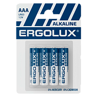Батарейка Ergolux LR03 AAA BL4 ПРОМО Alkaline 1.5V (4/40/960)