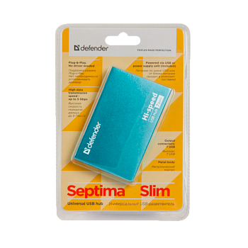 USB-Хаб Defender Septima Slim 7USB синий (1/100)