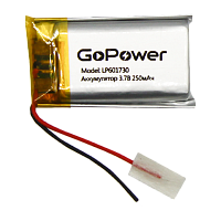 Аккумулятор Li-Pol GoPower LP601730 PK1 3.7V 250mAh с/з (1/10/250)