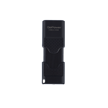 Флеш-накопитель GoPower SLIDER 4GB USB2.0 пластик черный матовый (1/50/1000) 