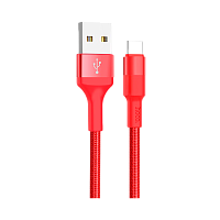 Кабель HOCO X26 USB (m)-Type-C (m) 1м 2.0A нейлон красный (1/30/300)