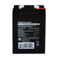 Аккумулятор свинцово-кислотный GoPower LA-445/70 4V 4.5Ah T1/ F1 (1/20)